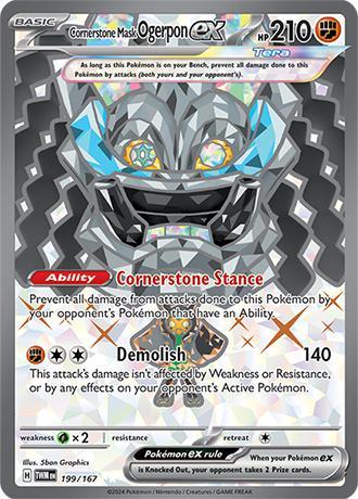 Cornerstone mask ogerpon ex 199/167 Twilight Masquerade, Hobby en Vrije tijd, Verzamelkaartspellen | Pokémon, Losse kaart, Nieuw