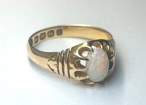 Ring - 18 karaat Geel goud Opaal - Antieke Edwardiaanse, Sieraden, Tassen en Uiterlijk, Ringen