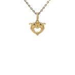 Gouden vintage hart hanger met dolfijnen 14 krt, Ophalen of Verzenden, Nieuw