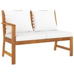 vidaXL Tuinbank met crèmekleurig kussen 114,5 cm massief, Verzenden, Nieuw, Textileen
