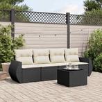 vidaXL 5-delige Loungeset met kussens poly rattan zwart, Tuin en Terras, Tuinsets en Loungesets, Verzenden, Nieuw, Rotan, Loungeset