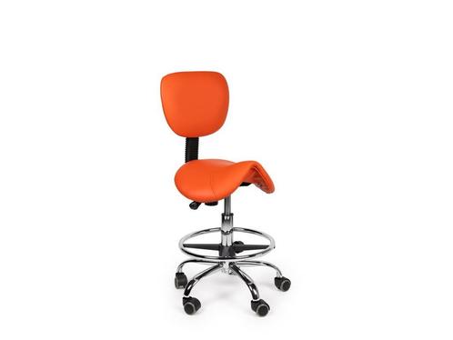Zadelkruk Rugleuning Oranje - Laag + Voetsteun, Huis en Inrichting, Krukjes