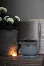 Velvet cilinder lampenkap Ovaal Zinc taupe 30 cm, Huis en Inrichting, Ophalen of Verzenden, Nieuw