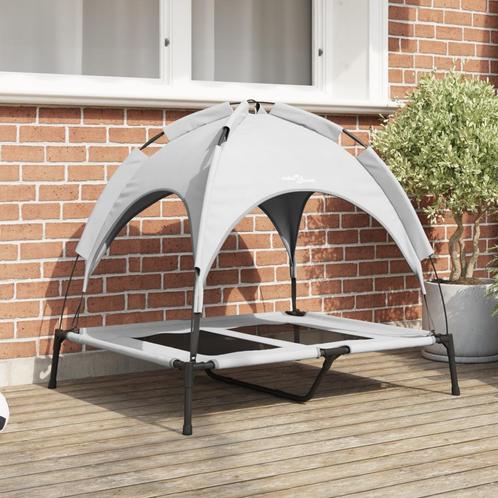 vidaXL Verhoogd Hondenbed met Verwijderbaar Dak Zilvergrijs, Dieren en Toebehoren, Honden-accessoires, Nieuw, Verzenden