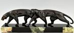 Michel Decoux - sculptuur, Art Deco panters brons L. 51 cm.