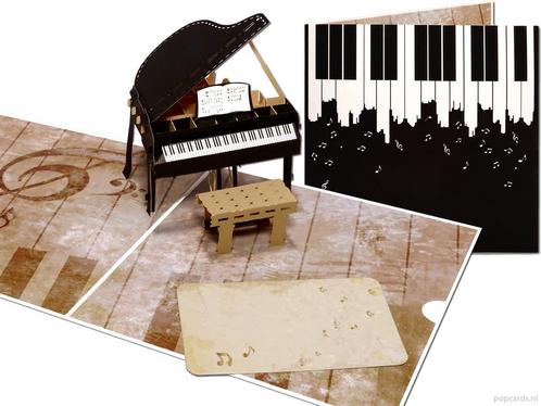 Piano Vleugel pop-up kaart | Indrukwekkend grote muziek w..., Diversen, Wenskaarten, Verzenden