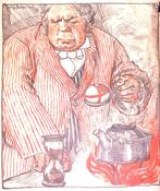 John Bull en politieke kwestie op spotprent (lijst optie), Antiek en Kunst, Kunst | Litho's en Zeefdrukken, Verzenden