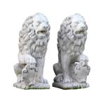 Leeuwen - met schild - stenen dierenbeeld - set van 2, Tuin en Terras, Ophalen of Verzenden, Nieuw