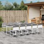 vidaXL 11-delige Tuinset met kussens textileen wit, Verzenden, Meer dan 8 zitplaatsen, Nieuw, Rvs