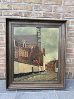 Belgische school (XX) - Stadsgezicht met begijntjes, Antiek en Kunst
