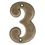 Cijfer 3, klein, brons antiek, Verzenden, Nieuw