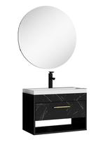 Badplaats Badkamermeubel Set Salcedo 60 cm - Zwart Marmer, Huis en Inrichting, Badkamer | Badkamermeubels, Verzenden, Nieuw