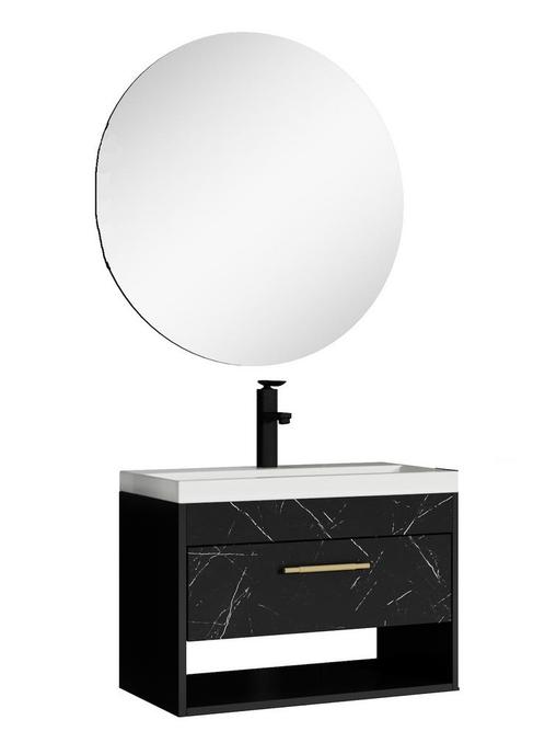 Badplaats Badkamermeubel Set Salcedo 60 cm - Zwart Marmer, Huis en Inrichting, Badkamer | Badkamermeubels, Nieuw, Verzenden