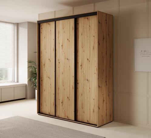 Kledingkast 180cm eiken Schuifdeuren - Garderobekast, Huis en Inrichting, Kasten | Vitrinekasten, 50 tot 75 cm, Nieuw, 200 cm of meer