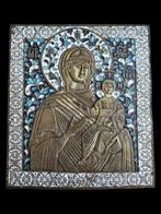 Icoon - Moeder Gods Hodegetria - Brons, Emaille