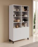 Meubella | Boekenkast wit 100cm lattenpatroon, 100 tot 150 cm, Verzenden, Nieuw, Modern