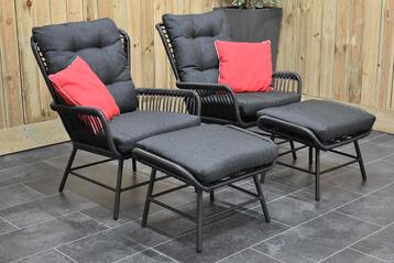 Carlton Loungeset 2 Lounge Tuinstoelen 2 Hockers Charcoal SH beschikbaar voor biedingen