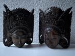 Set intricate hand-carved Balinese dancer masks - sculptuur