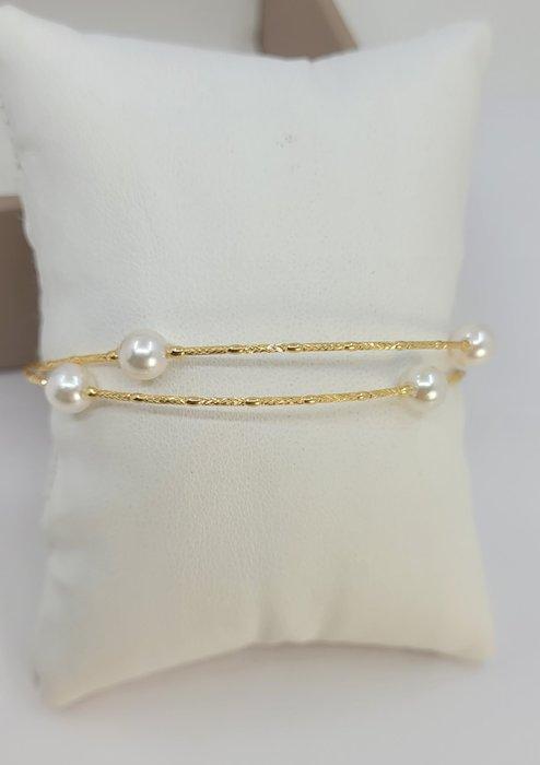 Armband - 18 karaat Geel goud - 6x6.5mm Akoya parels, Sieraden, Tassen en Uiterlijk, Armbanden