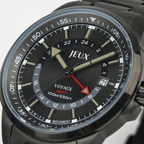 Jeux Horloge - JEUX VOYAGE GMT pvd Black Edition - Zonder, Sieraden, Tassen en Uiterlijk, Horloges | Heren