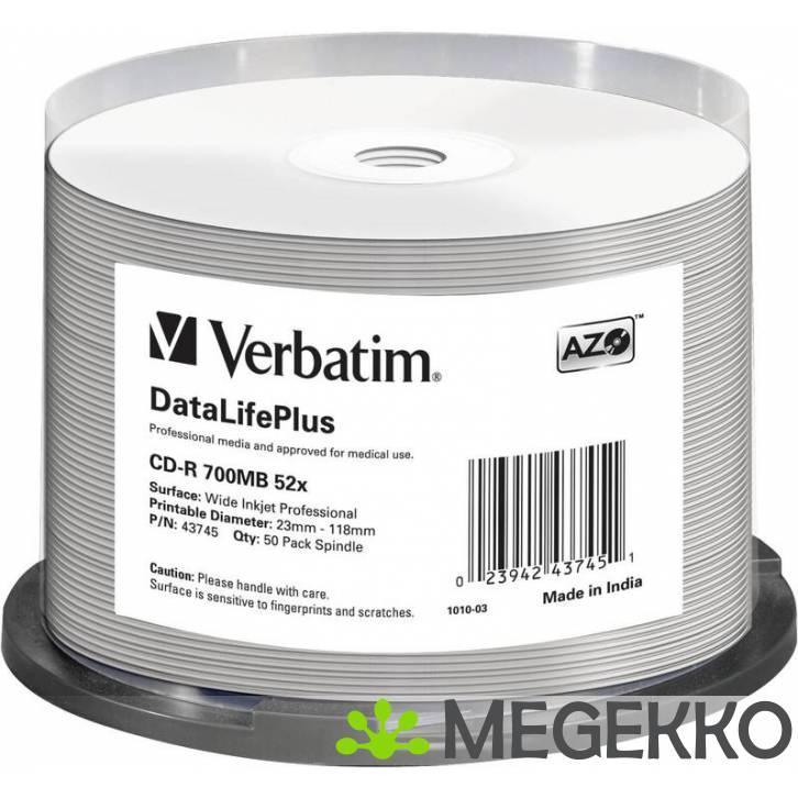 Verbatim CD-R 52X 50st. No-ID Spindle Printable, Computers en Software, Overige Computers en Software, Nieuw, Verzenden