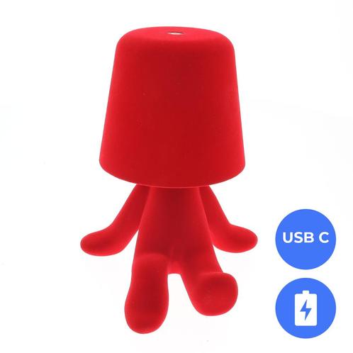 Oplaadbare LED Tafellamp - Denker - Rood Velours -, Huis en Inrichting, Lampen | Overige, Ophalen of Verzenden