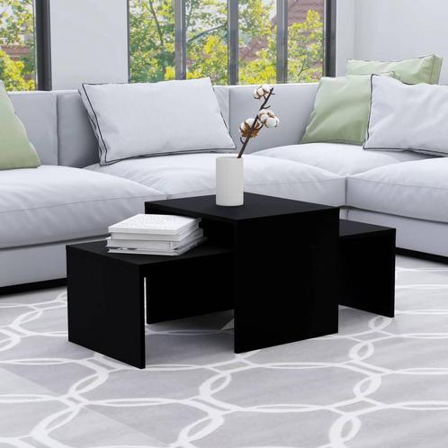vidaXL Salontafelset 100x48x40 cm bewerkt hout zwart, Huis en Inrichting, Tafels | Salontafels, 100 tot 150 cm, Nieuw, Overige houtsoorten
