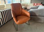 Fauteuil Ruby dikleder cognac bruin stalen frame zwart, Huis en Inrichting, Fauteuils, Ophalen, Leder fauteuil, Nieuw, 75 tot 100 cm