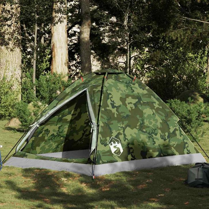 vidaXL Koepeltent 2-persoons waterdicht camouflage, Caravans en Kamperen, Tenten, Nieuw, tot en met 2, Verzenden