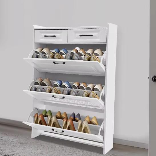 Smalle Vrijstaande Schoenenkast  3 Klapladen en 2 Lades  Wit, Huis en Inrichting, Kasten | Schoenenkasten, Nieuw, Verzenden