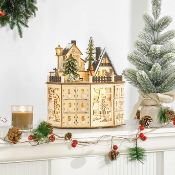Kerstkalender -  - Trein dozen - LED-verlichting - Bruin beschikbaar voor biedingen