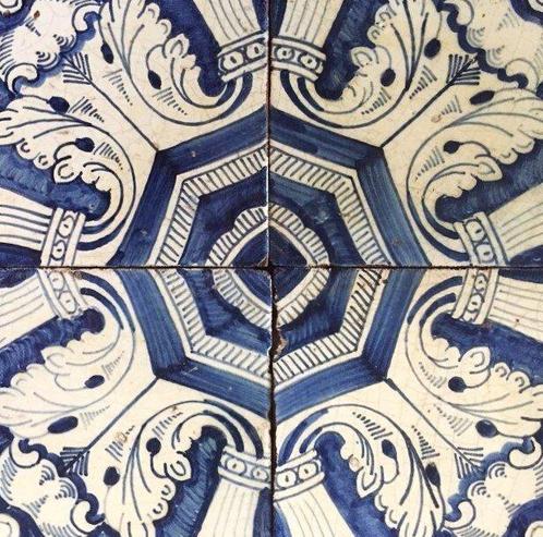 Barok Tegel (4) - Tegels met Ornament : Rozeveren - Antiek -, Antiek en Kunst, Curiosa en Brocante