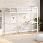 vidaXL Hoogslaper met bureau massief grenenhout wit 75x190, Eenpersoons, Verzenden, Wit, Nieuw