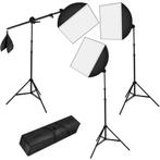 Set van 3 studiolampen met softbox, statief en tas - zwart, Verzenden, Nieuw