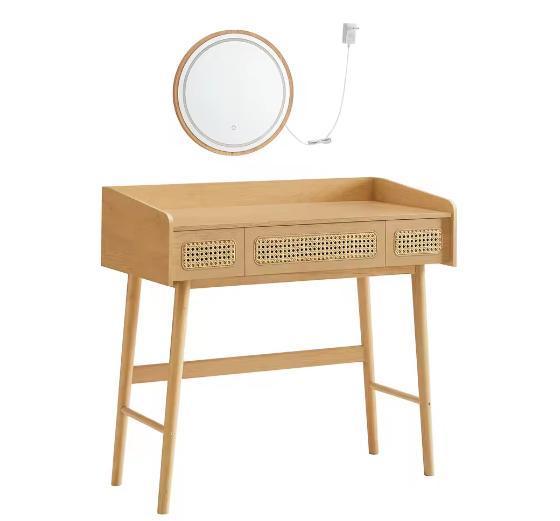 Boho Kaptafel met LED-Spiegel en 3 Lades, Huis en Inrichting, Tafels | Kaptafels, Nieuw, Verzenden