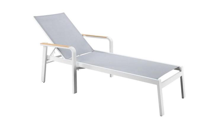 Suns Tutti ligbed matt white/light grey met teak, Tuin en Terras, Tuinsets en Loungesets, Ophalen of Verzenden