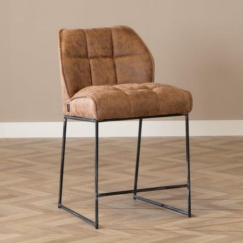 40% Korting: Industriële barkruk Abel cognac 70 cm, Huis en Inrichting, Barkrukken, Zo goed als nieuw, Ophalen