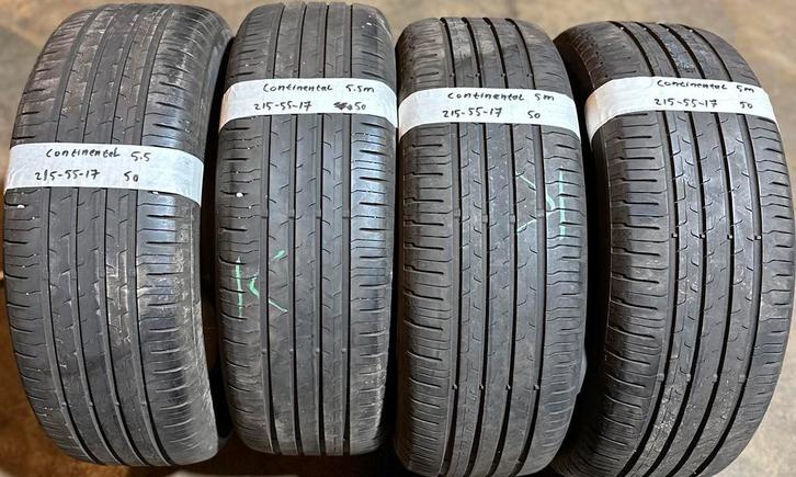 4x215-55-17 Continental 2x5.5m 2x5m €50 per band 215 55 17, Auto-onderdelen, Banden en Velgen, 17 inch, Zomerbanden, 215 mm, Personenwagen