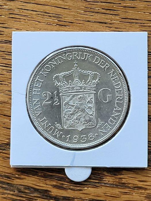 Nederland. Wilhelmina. 2 1/2 Gulden 1938 b (Zonder, Postzegels en Munten, Munten | Nederland