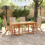 vidaXL 5-delige Tuinset massief acaciahout en textileen, Tuin en Terras, 4 zitplaatsen, Nieuw, Tuinset, Verzenden