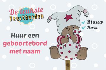 Geboortebord Baby met muts roze goedkoop huren voor meisje beschikbaar voor biedingen