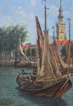 Dirk Jan Koets (1895–1956) - Binnenhaven van Veere - Zeeland, Antiek en Kunst, Kunst | Schilderijen | Klassiek