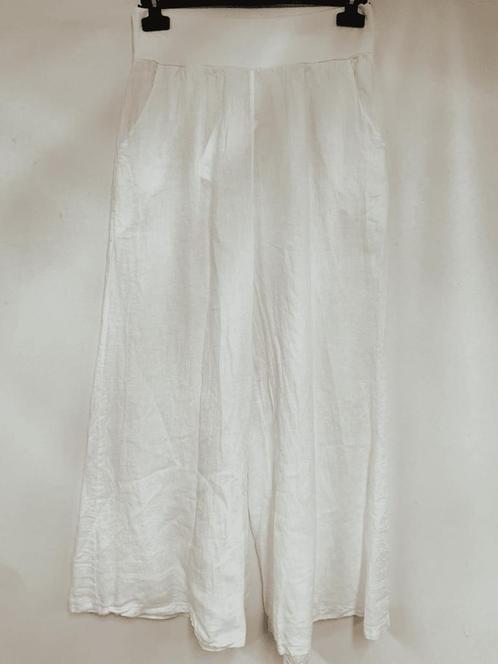 Linnen lange broek in WIT zijzakken en brede elastische, Kleding | Dames, Broeken en Pantalons