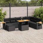 vidaXL 7-delige Loungeset met kussens poly rattan acacia, Verzenden, Nieuw, Loungeset