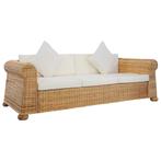 vidaXL Driezitsbank met kussens natuurlijk rattan, Verzenden, 150 tot 200 cm, Riet of Rotan, Driepersoons
