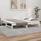 vidaXL Slaapbank uitschuifbaar 2x(100x200) cm massief, 100 cm, Eenpersoons, Verzenden, Wit