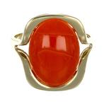 Ring - 14 karaat Geel goud Koraal, Sieraden, Tassen en Uiterlijk, Ringen, Nieuw