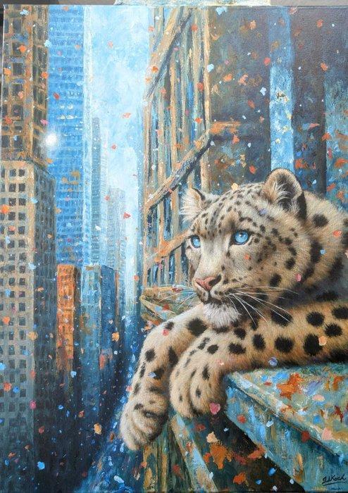 Isak Koch - Schneefall (Welt im Wandel-Kollektion), Antiek en Kunst, Kunst | Schilderijen | Modern