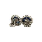 Platina dubbele entourage oorstekers met saffier en diamant, Sieraden, Tassen en Uiterlijk, Oorbellen, Ophalen of Verzenden, Nieuw