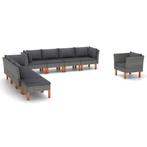 vidaXL 9-delige Loungeset poly rattan en eucalyptushout, Verzenden, Nieuw, Rotan, Loungeset